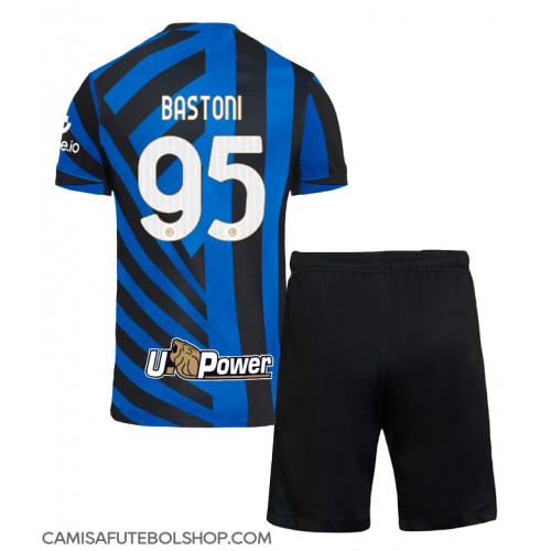 Camisa de time de futebol Inter Milan Alessandro Bastoni #95 Replicas 1º Equipamento Infantil 2024-25 Manga Curta (+ Calças curtas)